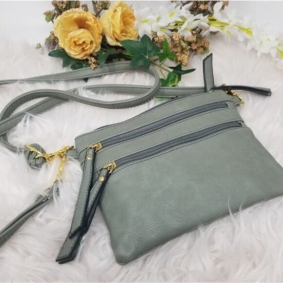 Dark Gray FAUX LEATHER Crossbody BAG - Picture 1 of 9